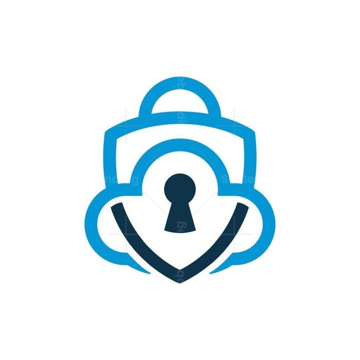 A lock symbol over a cloud icon for encryption and security.